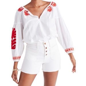 Madewell High Rise Denim Shorts Tile White NWT